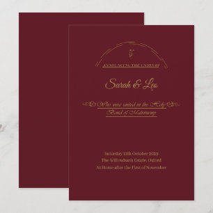 VerAlion   Burgundy and Gold Formal Wedding Announcement