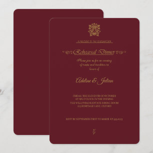 VerAlion Burgundy and Gold Rehearsal Dinner Invitation