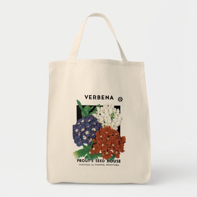 Verbena Seed Packet Label Tote Bag (Front)