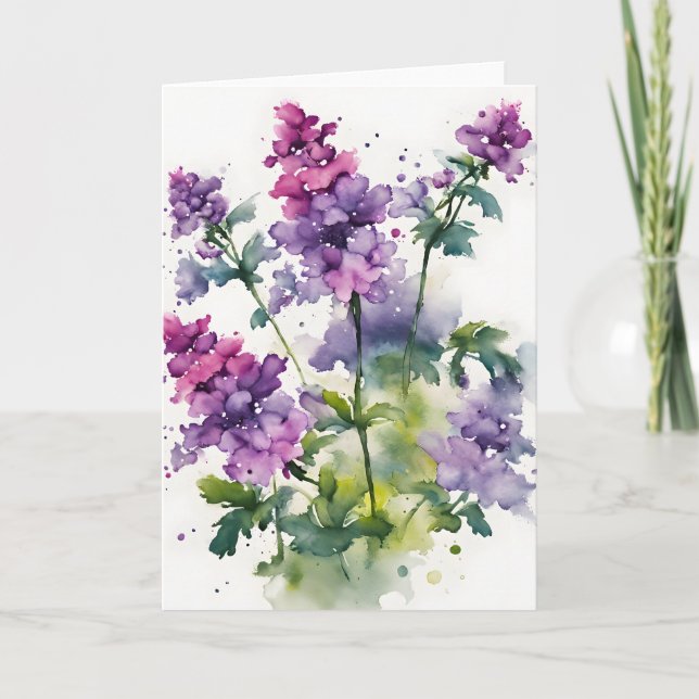 Verbena - Watercolor flowers Card (Front)