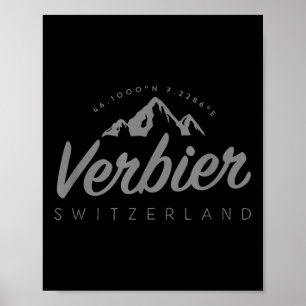 Verbier Mountain Vacation Skiing Switzerland  Poster
