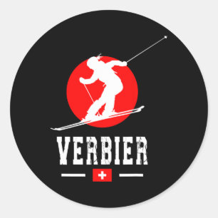 Verbier Ski Resort Alps Swiss Mountains Switzerlan Classic Round Sticker