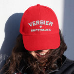 Verbier, Switzerland. Customisable  Embroidered Hat<br><div class="desc">Verbier, Switzerland. This red cap is a must-have for any fan of Verbier, Switzerland. The main colour of the cap is a vibrant shade of red, which stands out and catches the eye. The front of the cap is embroidered with the name "Verbier" in bold, white lettering, which contrasts nicely...</div>