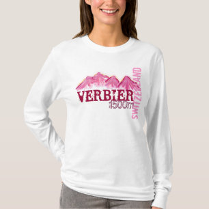 Verbier Switzerland ladies pink mountain hoodie T-Shirt