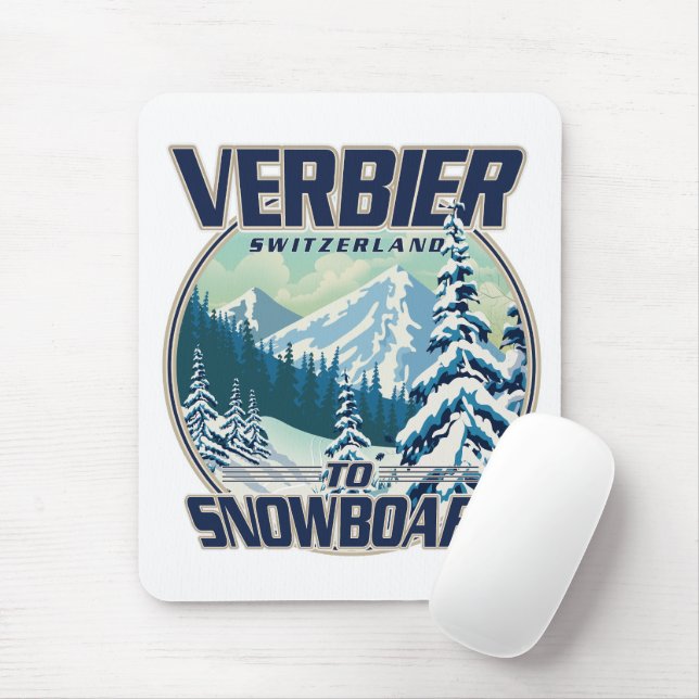 Verbier Switzerland Snowboard Travel logo Mouse Pad (With Mouse)