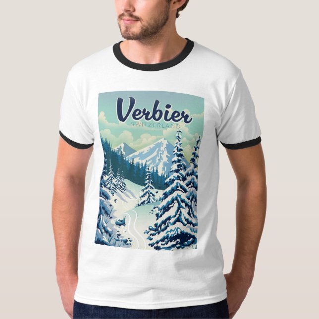 Verbier Switzerland Travel poster T-Shirt (Front)