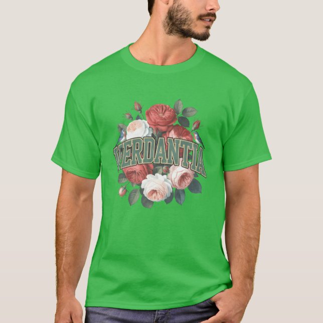 Verda Floral Emblem with Birds Design family T-Shirt (Front)