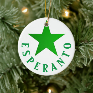 Verda Stelo (Esperanto Star) Ceramic Tree Decoration