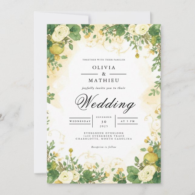 Verdant Botanical Archway Wedding Invitation (Front)