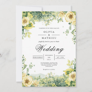 Verdant Citrus Floral Arch Wedding Invitation