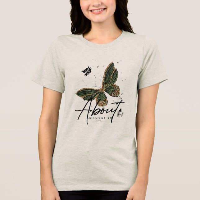 “Verdant Flight” “Botanical Butterfly” “Emerald Wh Tri-Blend Shirt (Front)