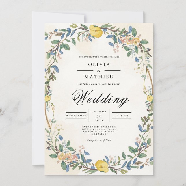 Verdant Floral Arch Romantic Wedding Invitation (Front)