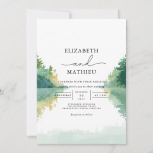 Verdant Forest Lake Wedding Invitation