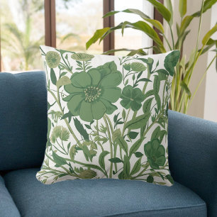 Verdant Harmony: Elegant Green Floral Arrangement Cushion