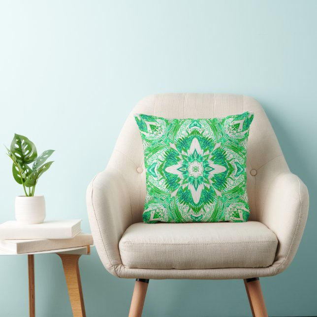 Verdant Harmony Geometry pattern Cushion (Chair)