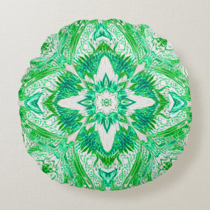 Verdant Harmony Geometry pattern Round Cushion