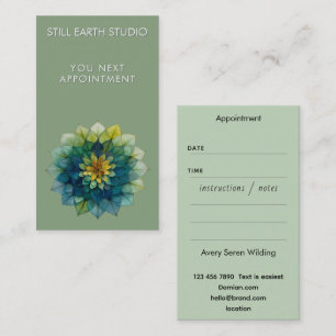 Verdant Harmony Leaf Mandala Appointment Card