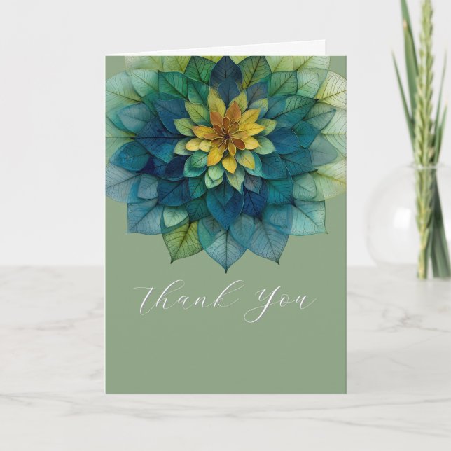 Verdant Harmony | Leaf Mandala Card (Front)