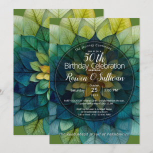Verdant Harmony Mandala of Leaves Invitation