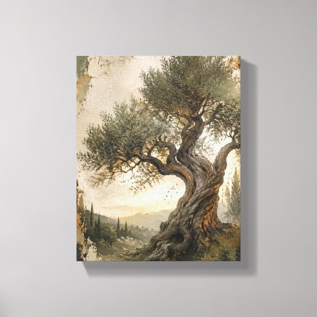 Verdant Memory Olive Tree – Forest Green Wall Art (Front)