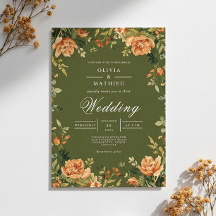 Verdant Peony Bloom Wedding Invitation