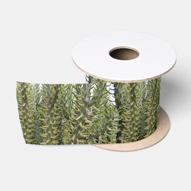 "Verdant Sentinels: The Prickly Majesty of Cactus  Satin Ribbon (Spool)