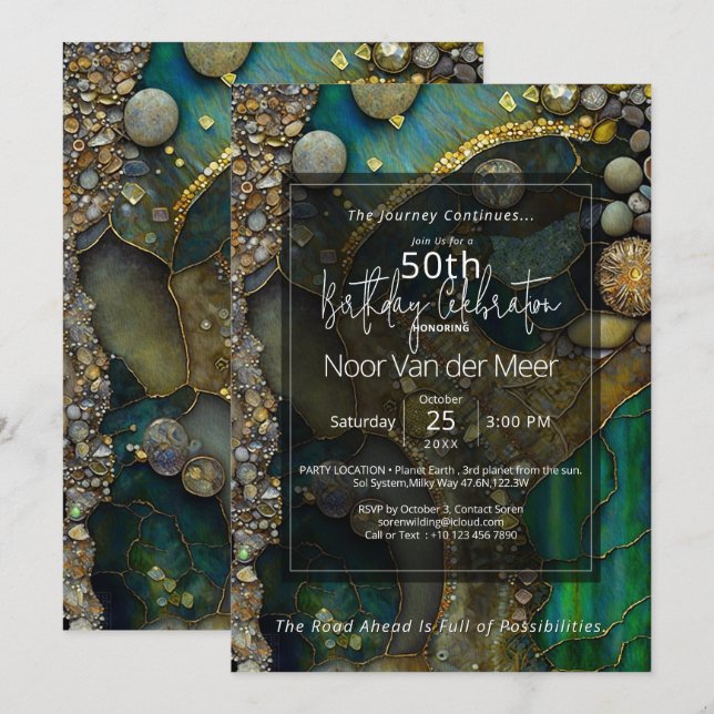 Verdant Song | Botanical Gemstone Abstract Invitation (Front/Back)