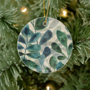 Verdant Sophistication - Tropical Leaves Ceramic Tree Decoration
