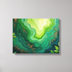 Verdant Veins – 16"x12" Jungle Flow Abstract Fluid Canvas Print
