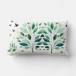 Verdant Whispers Chickadee Lumbar Cushion