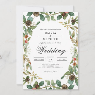 Verdant Woodland Flourish Wedding Invitation