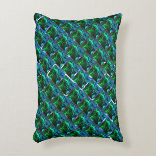 Verde esmeralda e curvas, sob grade niquelada? decorative cushion