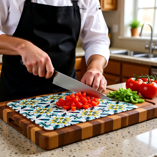 💛 💚 VerdeSol Azulejo Harmony Cutting Board (💛 💚 VerdeSol Azulejo Harmony Cutting Board)