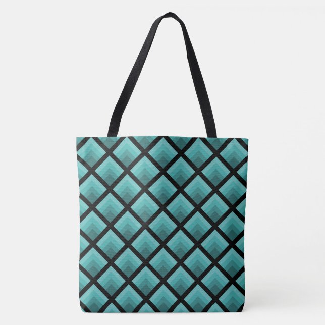 Verdigris Green Blue Gradient Flame Tote Bag (Front)