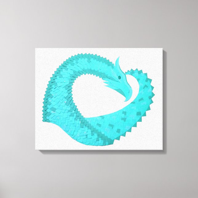 Verdigris heart dragon on white canvas print (Front)