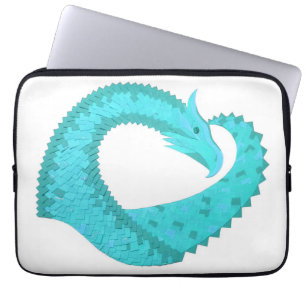 Verdigris heart dragon on white laptop sleeve
