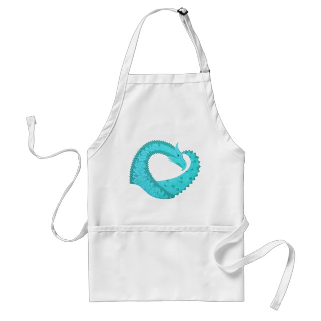 Verdigris heart dragon on white standard apron (Front)