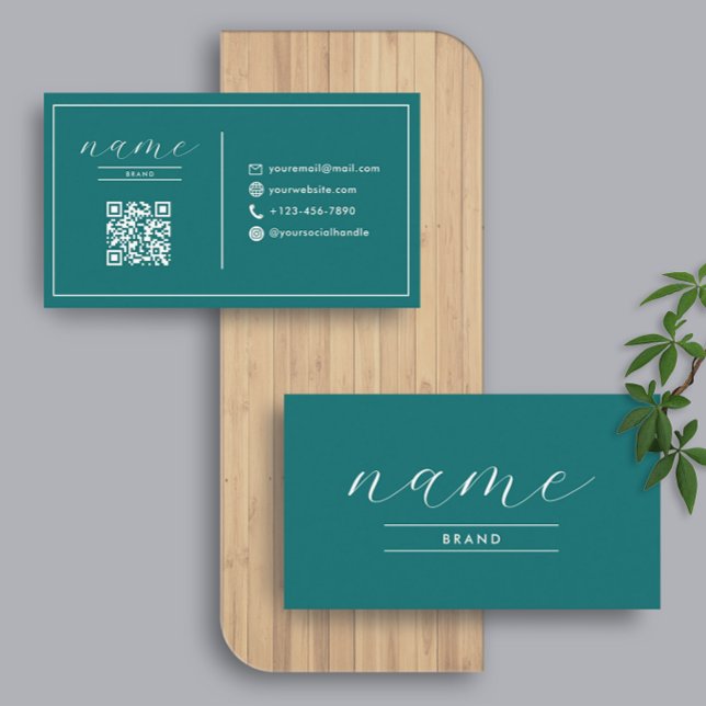 Verdigris | Minimalist Elegant Trendy QR Code Business Card (Creator Uploaded)
