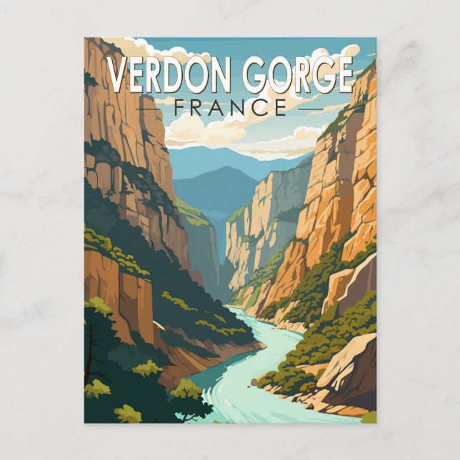 Verdon Gorge France Travel Art Vintage Postcard (Front)