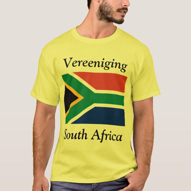 Vereeniging, South Africa with South African Flag T-Shirt (Front)