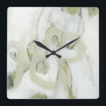Verge Square Wall Clock<br><div class="desc">Verge II by June Erica Vess. Shades of green and white looping together to create an abstract but soothing design.</div>