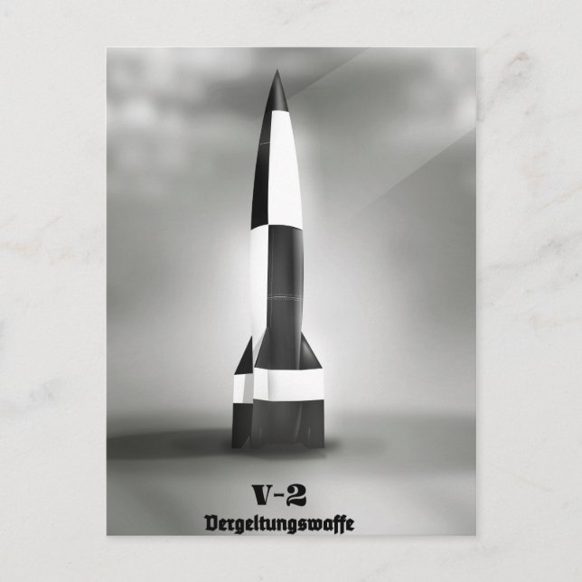 Vergeltungswaffe V2 Rocket B&W vintage style. Postcard (Front)