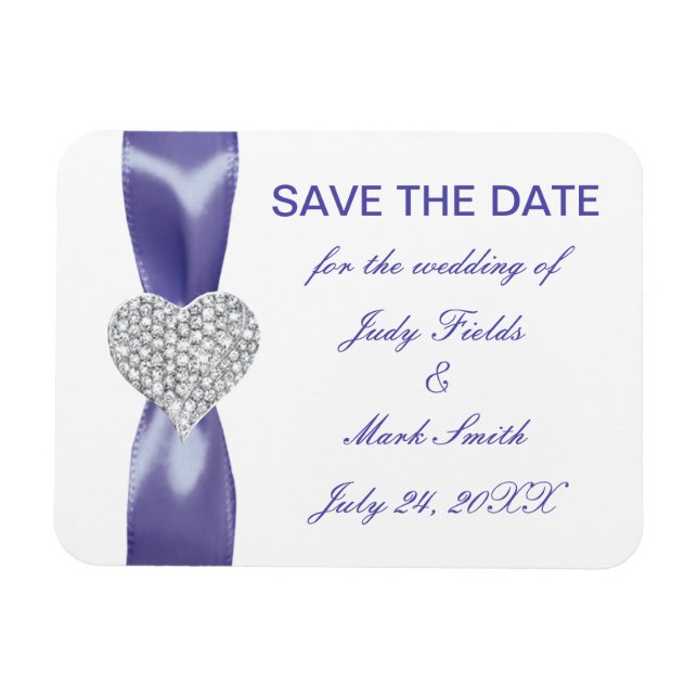Veri Peri Diamond Heart Save The Date Magnet (Horizontal)
