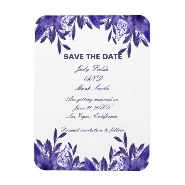 Veri Peri Floral Foliage Save The Date Magnet (Vertical)