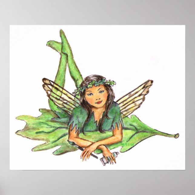 Veridian Green Pixie Fairy JL Biel Poster (Front)
