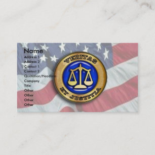 Veritas et Justitia on US FLag Business Card