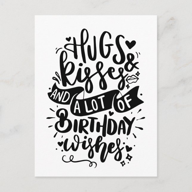 Verjaardagskaart Hugs Kisses & Birthday Wishes Holiday Postcard (Front)