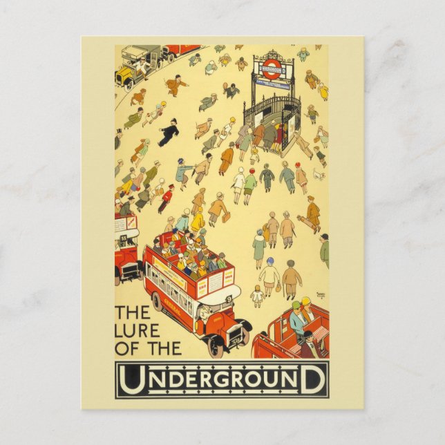 Verlockung des Untergrunds | London Vintage Plakat Postcard (Front)