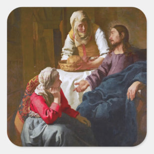 Vermeer - Christ in the House of Martha and Mary Square Sticker