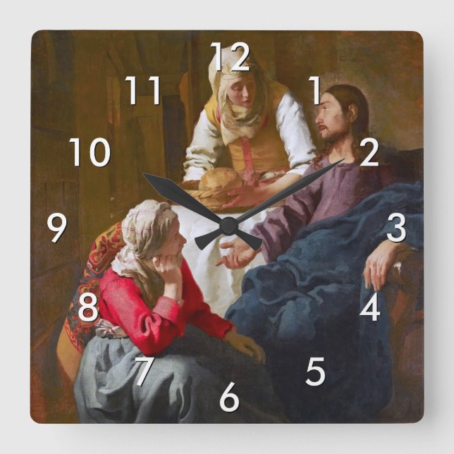 Vermeer - Christ in the House of Martha and Mary Square Wall Clock (Front)
